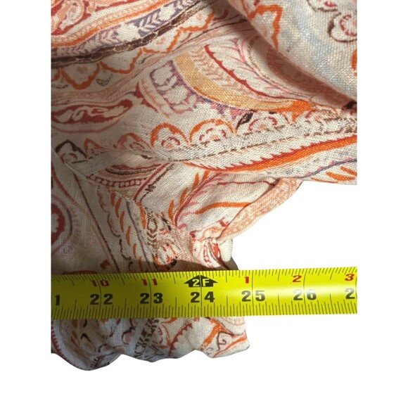 Rachele Zoe 100% LINEN 3/4 SLEEVE PULLOVER PAISLEY TUNIC TOP V-NECK 2X Tunic - Picture 8 of 10